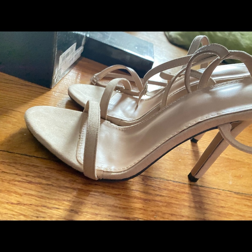 Apricot ankle strap high heel sandals
